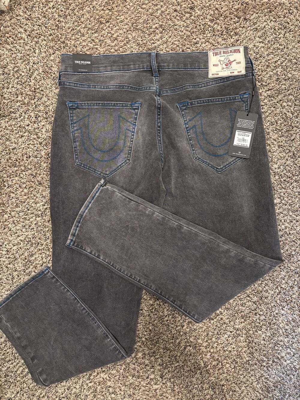 True Religion Geno Relaxed Slim Jeans Grey Phantom.Size 34x32